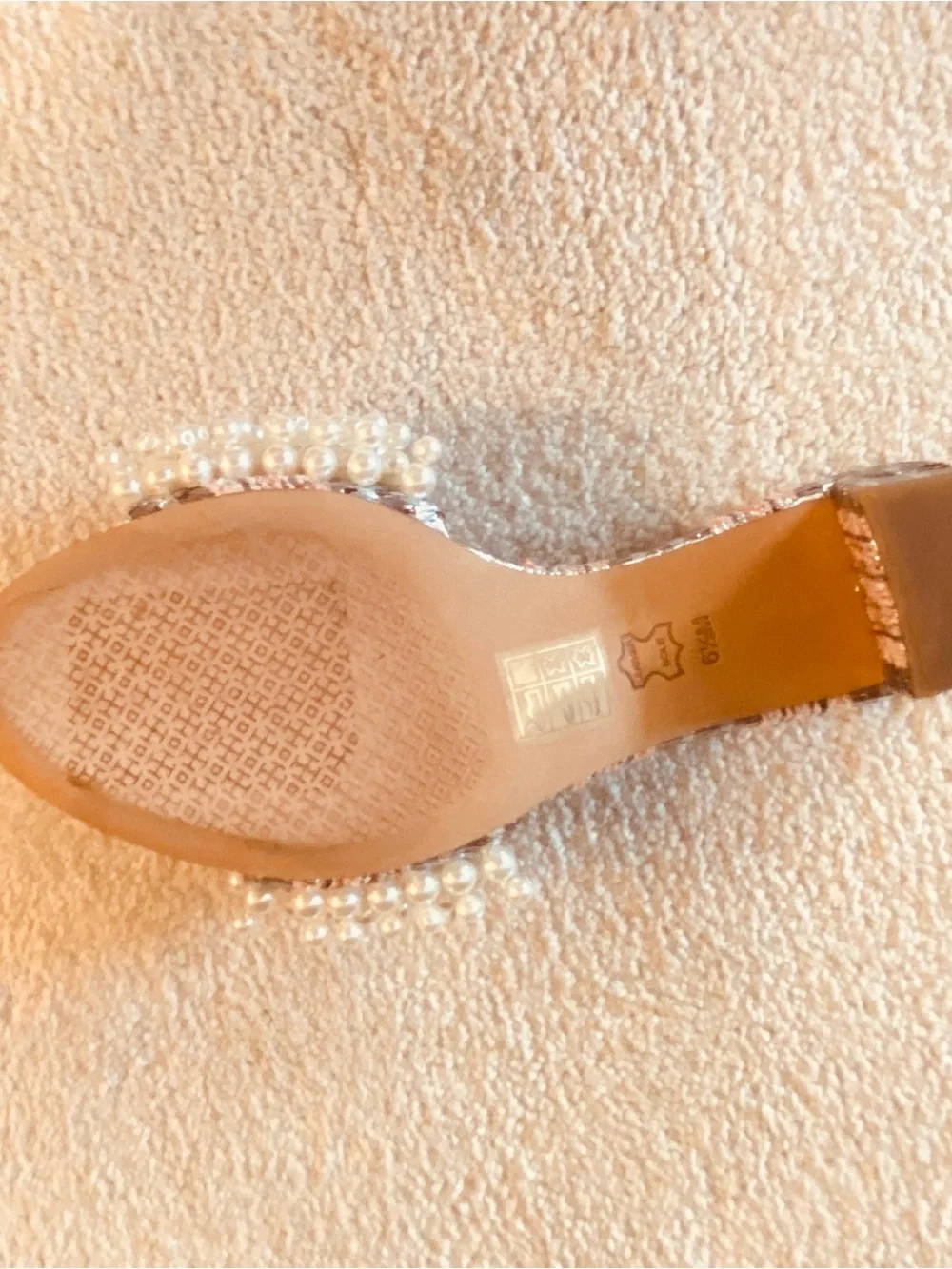 Tory Burch Embellished metallic plaid slide heels